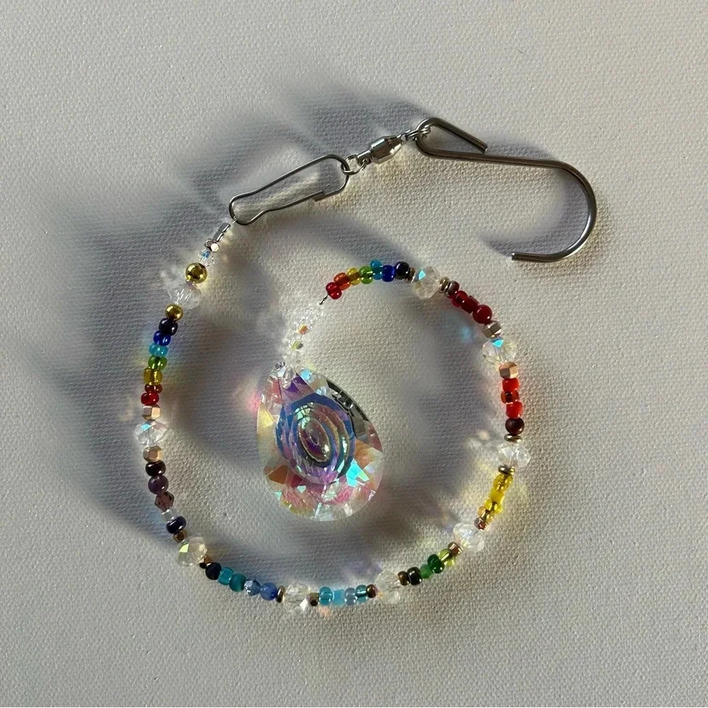 ✨ Handmade rainbow crystal suncatcher w crystal prism 🌈🌞 Window or Car decor